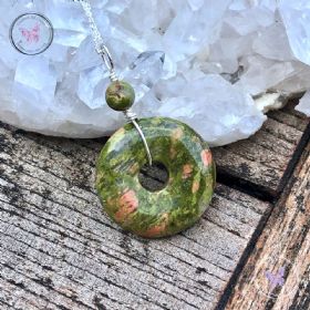 Unakite Pi Stone Donut Pendant